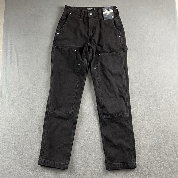 Abercrombie & Fitch Jeans Men’s 28X32 Black Carpenter Double Knee Workwear - Picture 1 of 8